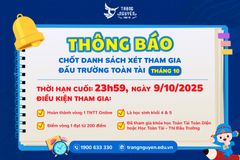 [Thông báo] Thời gian chốt danh sách xét tham gia Đấu Trường Toàn Tài tháng 10