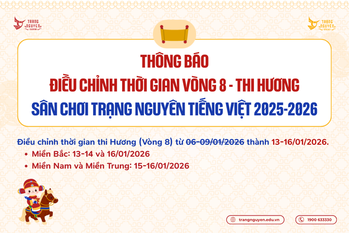 Thông báo quan trọng: Điều chỉnh các mốc thời gian Vòng 8 - Thi Hương